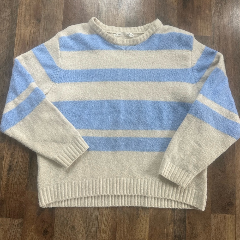 Altar'd State Blue and Cream Knit Sweater